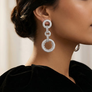 Triple Halo Earrings In Silver