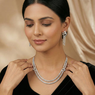 Twinline Diamond Drape Necklace Set
