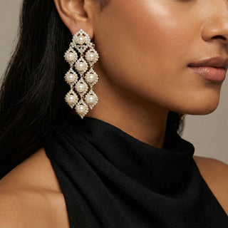 La Belle Pearl Chandeliers In Gold