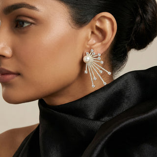 Pearl Sunburst Studs in Gold