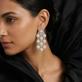 La Bella Pearl Chandeliers in Silver