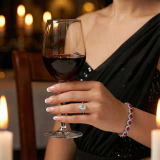 Crimson Halo Tennis Bracelet