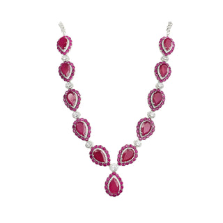 Regal Ruby Raindrop Necklace Set