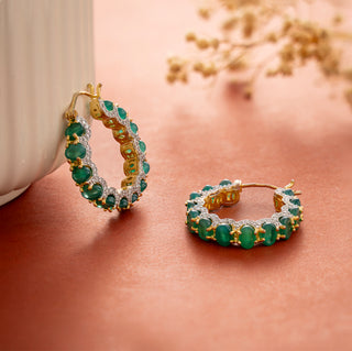 Emerald Glow Hoop Earrings