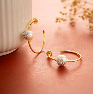 Fleur Pearl Hoop Earrings