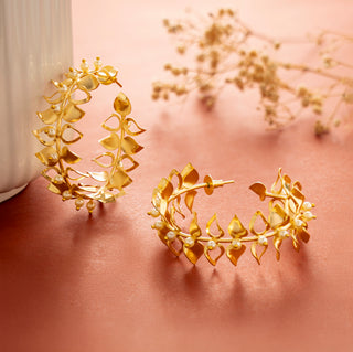 Golden Petal Harmony Hoops