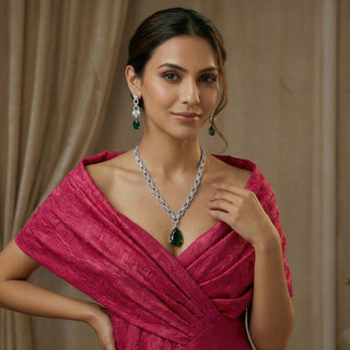 Link Emerald Drop Necklace Set