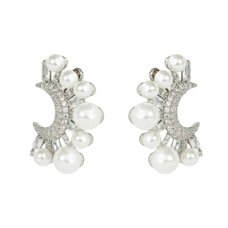 Pearl Arc Studs in Silver