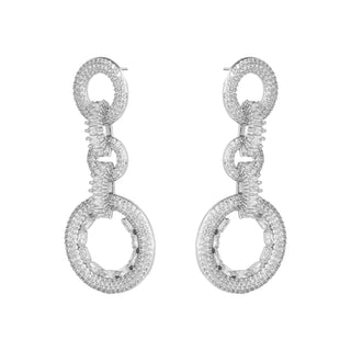 Triple Halo Earrings In Silver