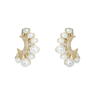 Pearl Arc Studs in Gold
