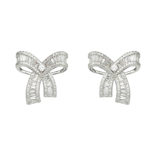 Sweetheart Bow Earrings In Silver