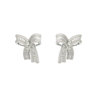 Sweetheart Bow Earrings In Silver