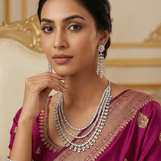 Diamond veil necklace set