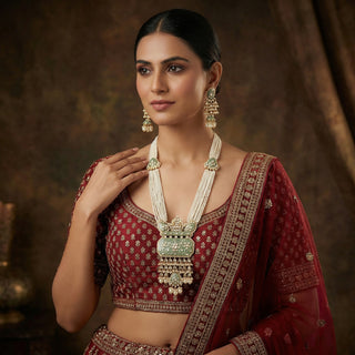 Myrah Teal Pearl And Kundan Set