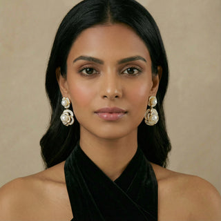 Dual Bloom Pearl Drops in Gold