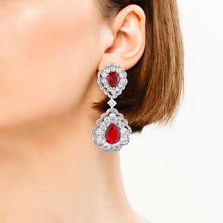 Red Drop Solitaire Earring