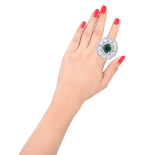 Geometric Rose Finger Ring Emerald