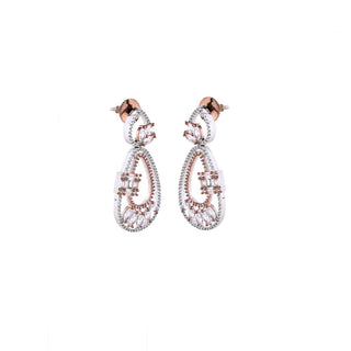 Pear Shaped Danglers Rose Gold And Silver