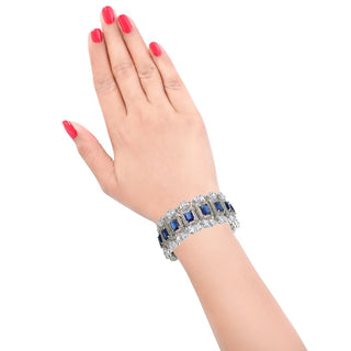 Sapphire Rhodium Openable Bracelet