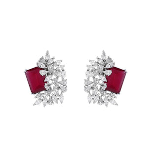 Square Ruby Studs