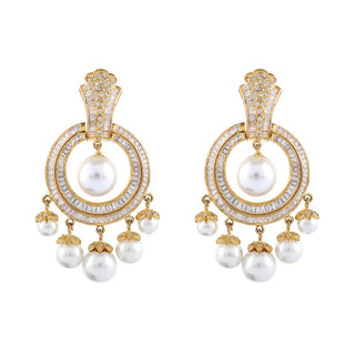 Circular Pearl Drop Earrings.