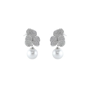 3 Petal Pearl Drop Earrings