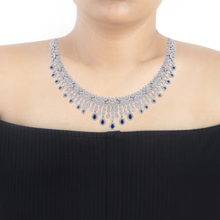 Diamonte Sapphire Necklace Set