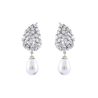 Double Drop Diamond Earrings Rhodium