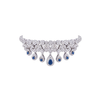 Diamonte Sapphire Necklace Set
