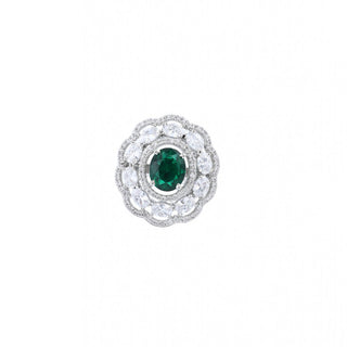 Geometric Rose Finger Ring Emerald