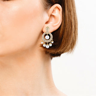 Circular Pearl Drop Earrings.