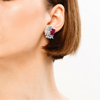 Square Ruby Studs