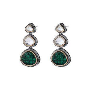 Emerald Circular Triangle Earrings