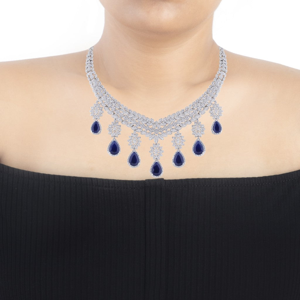 Art Deco Necklace, Sapphire Blue Necklace, Crystal Necklace, Garnet Necklace,  Emerald Necklace, Vintage Necklace, Statement Necklace N1616 - Etsy
