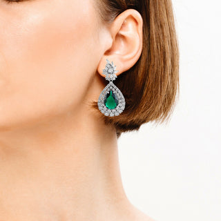Emerald Drop Diamond Earrings