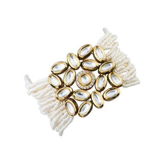 Fine Pearls Abstract Kundan Bracelet